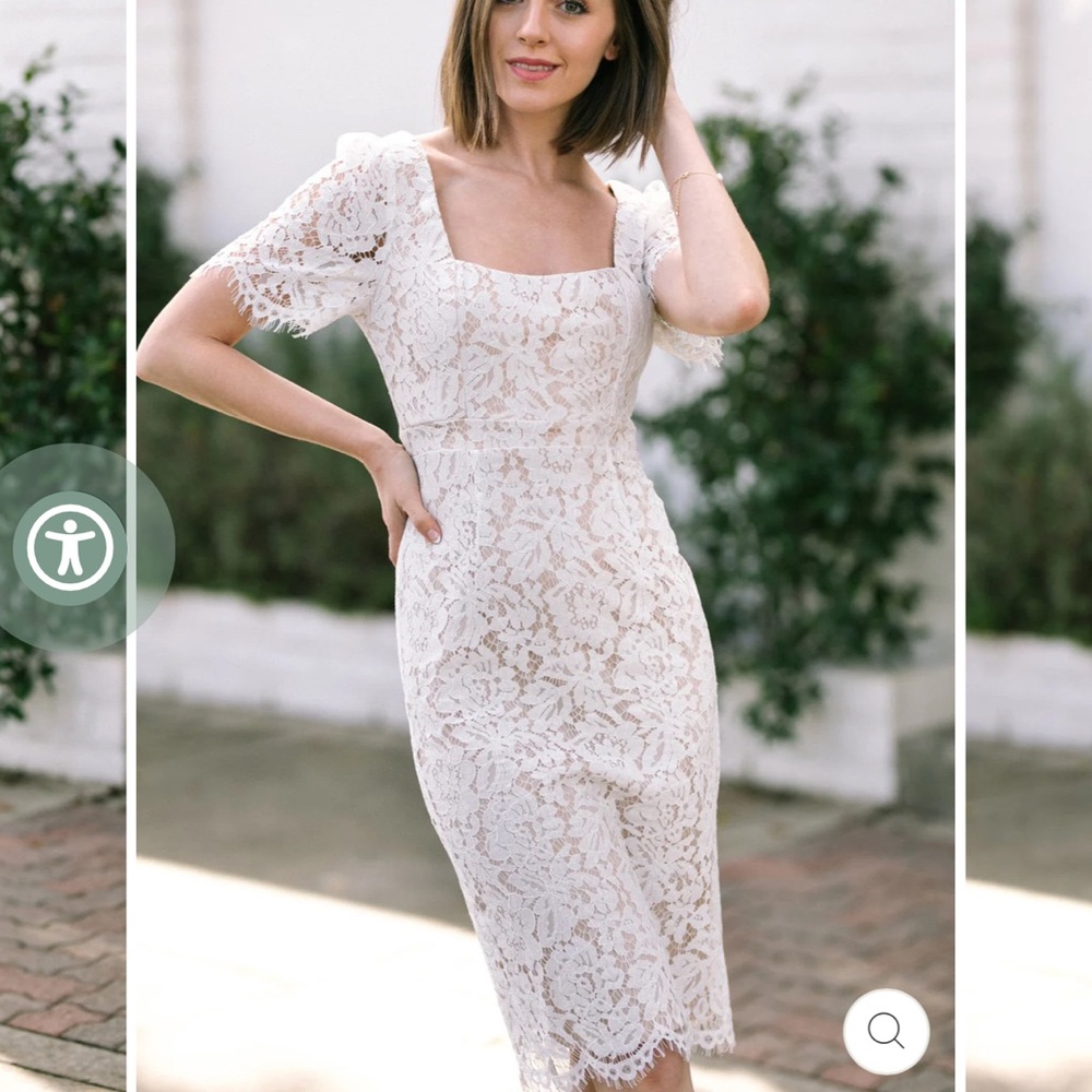 Morning Lavender Poppy Lace Midi Dress